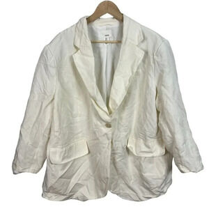 H&M Cream Ivory Linen Blend Plus Size XXL Blazer Lined Women’s